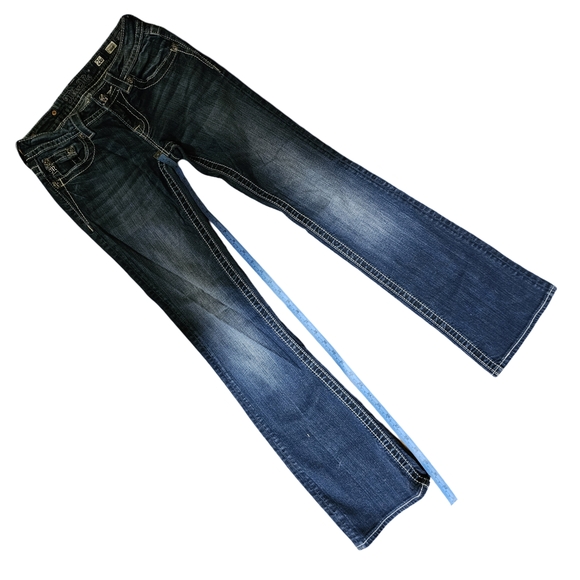 Miss Me Blue Boot Cut Jeans with Intricate Stitching - Picture 4 of 7